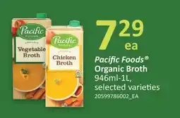 Fortinos PACIFIC FOODS ORGANIC BROTH, 946ML - 1L offer