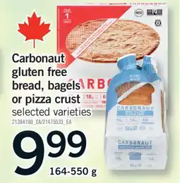Fortinos CARBONAUT GLUTEN FREE BREAD, BAGELS OR PIZZA CRUST, 164-550 g offer