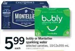 Fortinos BUBLY OR MONTELLIER SPARKLING WATER, 10/12x355 mL offer