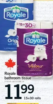 Fortinos ROYALE ROYALE BATHROOM TISSUE, 15=30 rolls offer