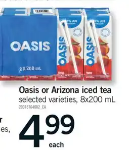 Fortinos OASIS OR ARIZONA ICED TEA, 8X200 ML offer