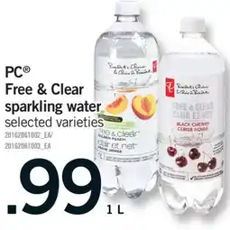 Fortinos PC FREE & CLEAR SPARKLING WATER, 1 L offer