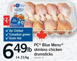 Fortinos PC BLUE MENU SKINLESS CHICKEN DRUMSTICKS offer