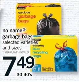 Fortinos NO NAME GARBAGE BAGS, 30-40'S offer