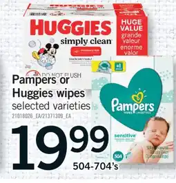 Fortinos PAMPERS OR HUGGIES WIPES, 504-704'S offer