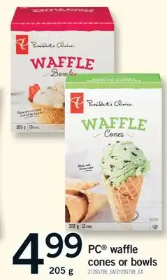 Fortinos PC WAFFLE WAFFLE CONES OR BOWLS, 205 G offer