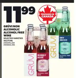 Loblaws GRÜVI NON ALCOHOLIC FREE WINE, 4X275 ML offer