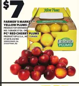 Loblaws FARMER'S MARKET YELLOW PLUMS, 1.5 L OR PC RED CHERRY PLUMS offer