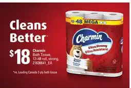Loblaws CHARMIN BATH TISSUE, 12=48 ROLL, STRONG offer