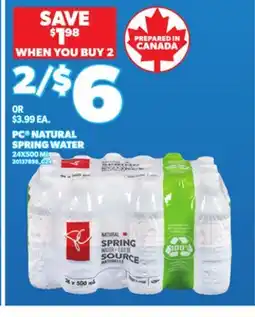Loblaws PC NATURAL SPRING WATER, 24X500 ML offer