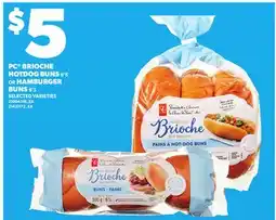 Loblaws PC BRIOCHE HOTDOG BUNS, 8'S OR HAMBURGER BUNS, 6'S offer