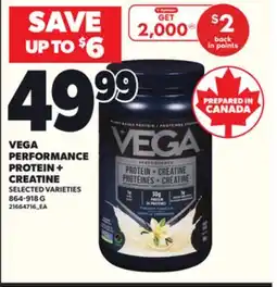Loblaws VEGA PERFORMANCE PROTEIN + CREATINE, 864-918 G offer
