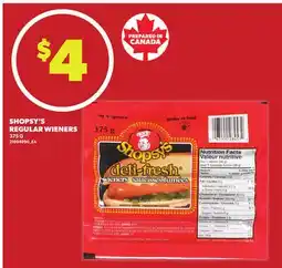 Loblaws SHOPSY'S REGULAR WIENERS, 375 G offer