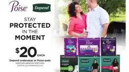 Loblaws DEPEND UNDERWEAR OR POISE PADS offer