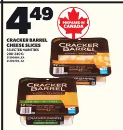 Loblaws CRACKER BARREL CHEESE SLICES, 200-240 G offer