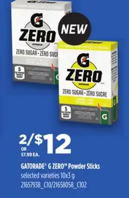 Loblaws GATORADE G ZERO POWDER STICKS, 10x3 g offer