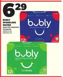 Loblaws BUBLY SPARKLING WATER, 12X355 ML offer