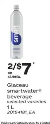 Loblaws GLACEAU SMARTWATER BEVERAGE, 1 L offer
