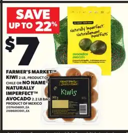 Loblaws FARMER'S MARKET KIWI, 2 LB, OR NO NAME NATURALLY IMPERFECT AVOCADO, 2.2 LB BAG offer