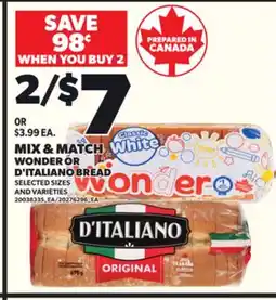 Loblaws WONDER OR D'ITALIANO BREAD offer