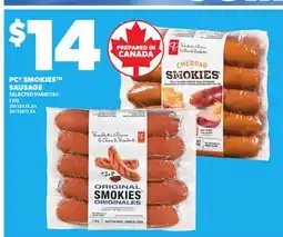 Loblaws PC SMOKIES SAUSAGE, 1kg offer