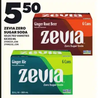 Loblaws ZEVIA ZERO SUGAR SODA, 6X355 ML offer
