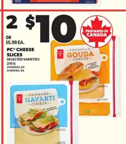 Loblaws PC CHEESE SLICES, 210g offer