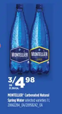 Loblaws MONTELLIER CARBONATED NATURAL SPRING WATER, 1 L offer