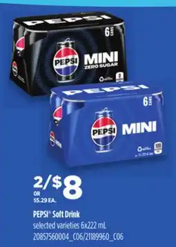Loblaws PEPSI SOFT DRINK, 6X222 ML offer