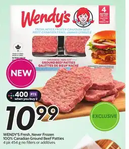 Sobeys WENDY'S Fresh, Never Frozen 100% Canadian Ground Beef Patties offer