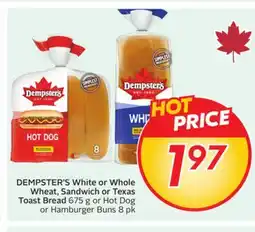 Sobeys DEMPSTER'S White or Whole Wheat, Sandwich or Texas Toast Bread offer