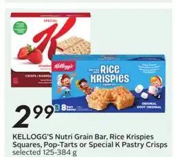 Sobeys KELLOGG'S Nutri Grain Bar, Rice Krispies Squares, Pop-Tarts or Special K Pastry Crisps offer