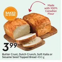 Sobeys Butter Crust, Dutch Crunch, Soft Italia or Sesame Seed Topped Bread offer