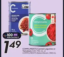 Sobeys COMPLIMENTS Canned Legumes or Tomatoes offer