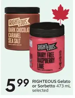 Sobeys RIGHTEOUS Gelato or Sorbetto offer