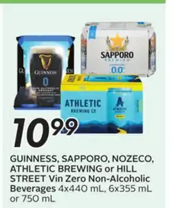Sobeys GUINNESS, SAPPORO, NOZECO, ATHLETIC BREWING or HILL STREET Vin Zero Non-Alcoholic Beverages offer