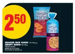 No Frills QUAKER RICE CAKES, 127-199 g or CRISPY MINIS, 90/100 g offer