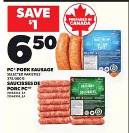 Independent Grocer PC PORK SAUSAGE, 375/500 G offer