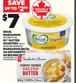 Independent Grocer BECEL MARGARINE, 637/850 G OR PC BUTTER QUARTERS, 454 G offer