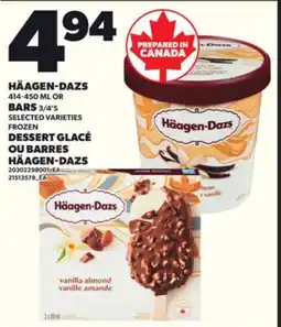 Independent Grocer HÄAGEN-DAZS, 414-450 ML OR BARS, 3/4'S offer