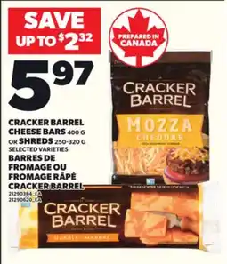 Independent Grocer CRACKER BARREL CHEESE BARS, 400 G OR SHREDS, 250-320 G offer