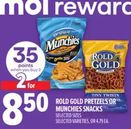 Metro ROLD GOLD PRETZELS OR MUNCHIES SNACKS offer