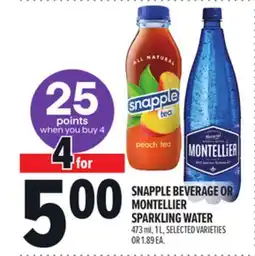 Metro SNAPPLE BEVERAGE OR MONTELLIER SPARKLING WATER offer