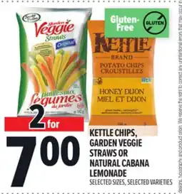 Metro KETTLE CHIPS, GARDEN VEGGIE STRAWS OR NATURAL CABANA LEMONADE offer