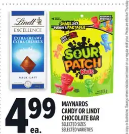 Metro MAYNARDS CANDY OR LINDT CHOCOLATE BAR offer