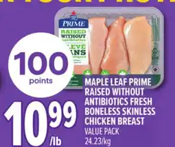 Metro MAPLE LEAF PRIME RAISED WITHOUT ANTIBIOTICS FRESH BONELESS SKINLESS CHICKEN BREAST offer