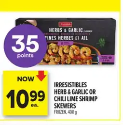 Metro IRRESISTIBLES HERB & GARLIC OR CHILI LIME SHRIMP SKEWERS offer