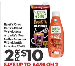 Longo's Barista Blend 946mL tetra or Coffee Creamer 946mL bottle offer