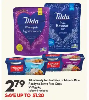 Longo's Tilda Ready to Heat Rice or Minute Rice Ready to Serve Rice Cups offer