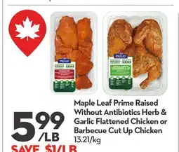 Longo's Prime Raised Without Antibiotics Herb & Garlic Flattened Chicken or Barbecue Cut Up Chicken offer